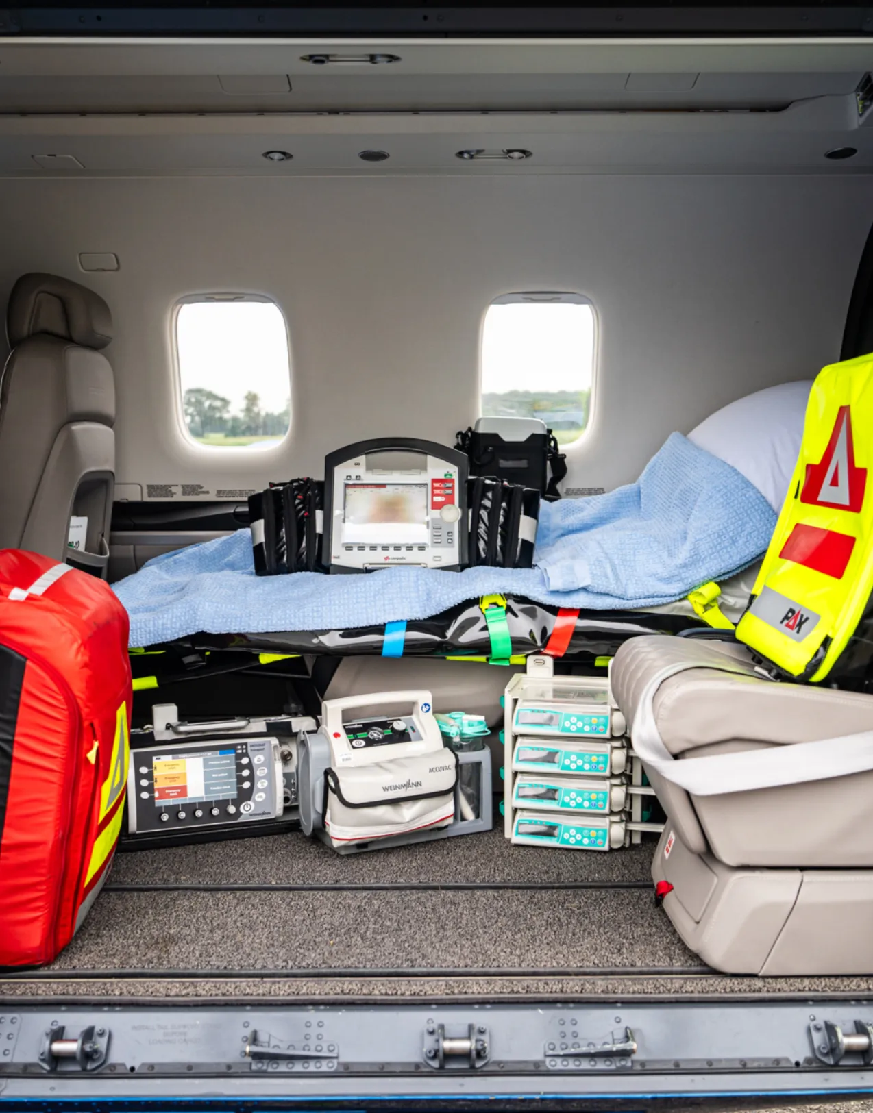 EMS Medical equipment in an Air Ambulance
