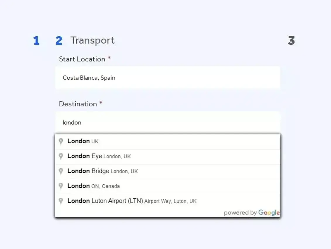 Start location