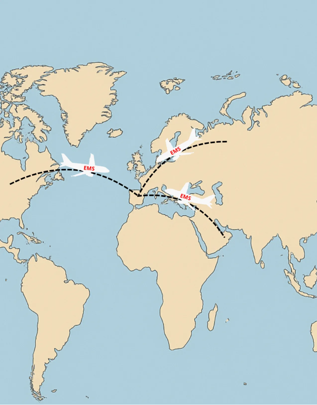 World Map EMS Aircraft ES